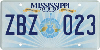 MS license plate ZBZ023
