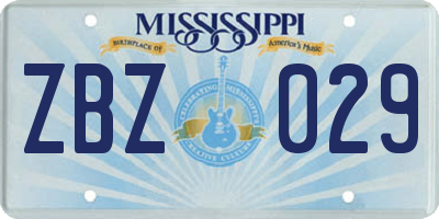 MS license plate ZBZ029