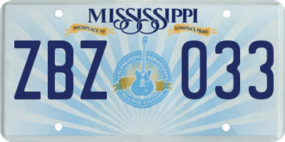 MS license plate ZBZ033