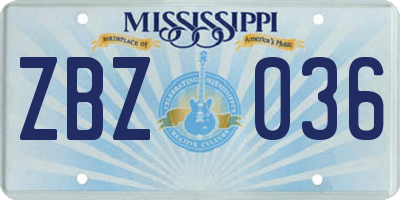 MS license plate ZBZ036
