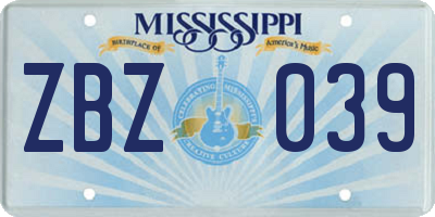 MS license plate ZBZ039