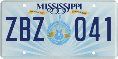 MS license plate ZBZ041