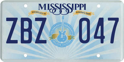 MS license plate ZBZ047