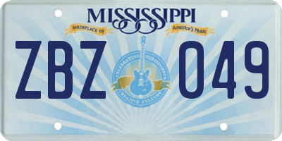 MS license plate ZBZ049