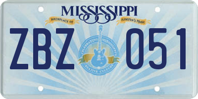 MS license plate ZBZ051
