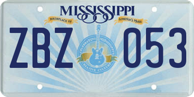 MS license plate ZBZ053