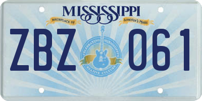MS license plate ZBZ061