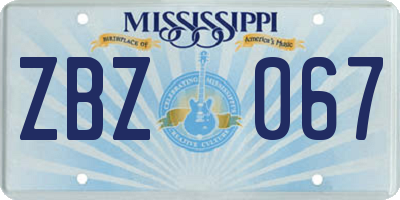 MS license plate ZBZ067
