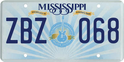MS license plate ZBZ068