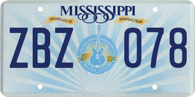 MS license plate ZBZ078