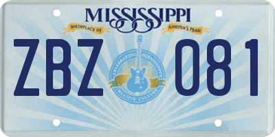 MS license plate ZBZ081