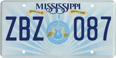 MS license plate ZBZ087