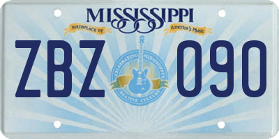 MS license plate ZBZ090