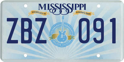 MS license plate ZBZ091