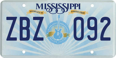 MS license plate ZBZ092