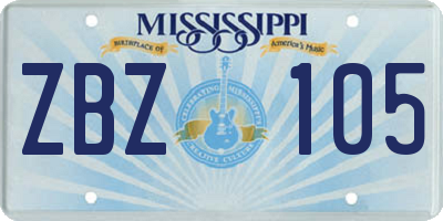 MS license plate ZBZ105