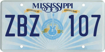 MS license plate ZBZ107