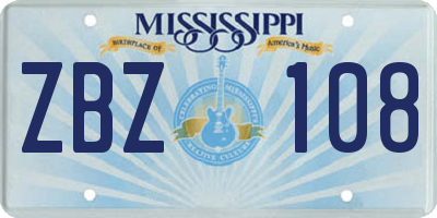 MS license plate ZBZ108