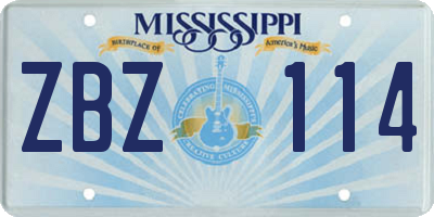 MS license plate ZBZ114