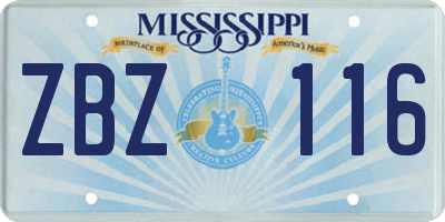 MS license plate ZBZ116