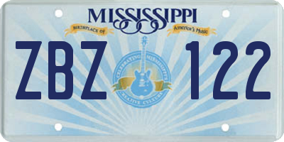 MS license plate ZBZ122