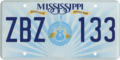 MS license plate ZBZ133