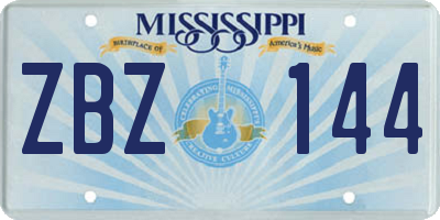 MS license plate ZBZ144