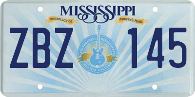 MS license plate ZBZ145