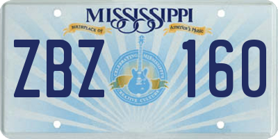 MS license plate ZBZ160