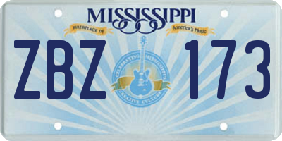 MS license plate ZBZ173