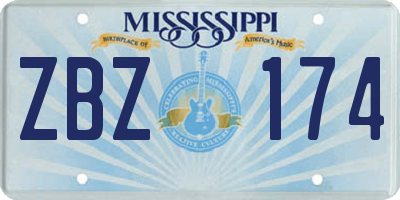 MS license plate ZBZ174