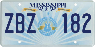 MS license plate ZBZ182