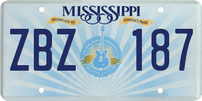 MS license plate ZBZ187