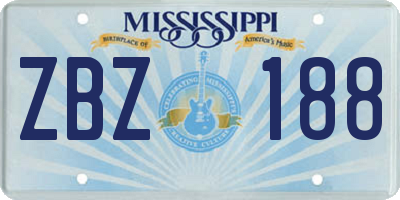 MS license plate ZBZ188