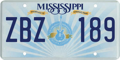 MS license plate ZBZ189