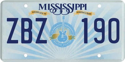 MS license plate ZBZ190