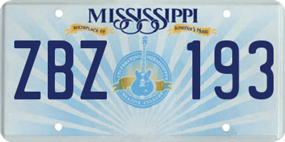 MS license plate ZBZ193