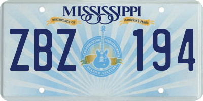 MS license plate ZBZ194