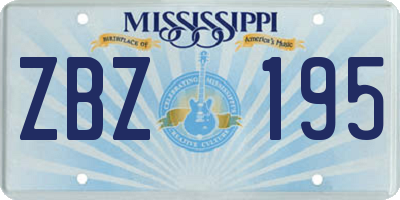 MS license plate ZBZ195