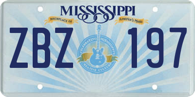MS license plate ZBZ197