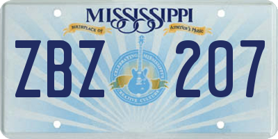 MS license plate ZBZ207