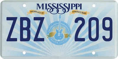 MS license plate ZBZ209