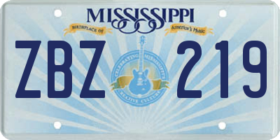 MS license plate ZBZ219