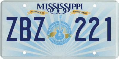 MS license plate ZBZ221