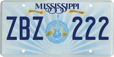 MS license plate ZBZ222