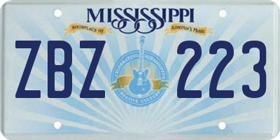 MS license plate ZBZ223
