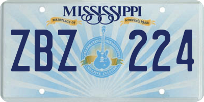 MS license plate ZBZ224
