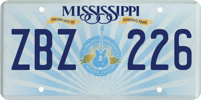 MS license plate ZBZ226