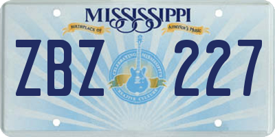 MS license plate ZBZ227