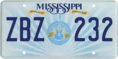 MS license plate ZBZ232